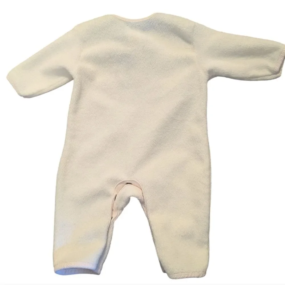 Gap Baby Y2K Vintage White Fleece‎ Embroidered Squirrel Romper Outfit 3/6 Months